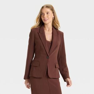 A New Day - Women's Signature Crepe Fitted Blazer - A New Day  Brown